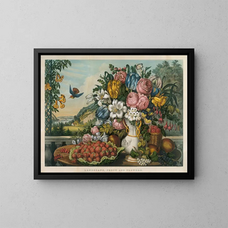 Fruit and Flower Landscape - Frances Flora Bond Palmer — framed artwork on a wall