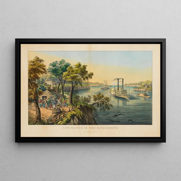 Basses eaux dans le Mississippi - Frances Flora Bond Palmer — framed artwork on a wall