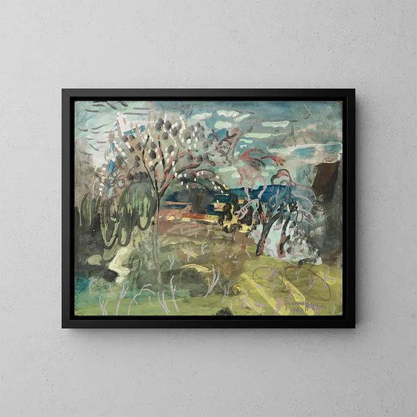 Cherry Blossom at Croft, Bradford-on-Tone, Taunton - Frances Hodgkins — framed artwork on a wall