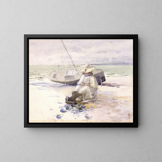Girl on the Beach - Frances Hodgkins — framed artwork on a wall