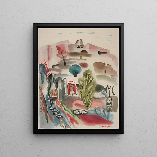 Hill with cypresses - Frances Hodgkins — framed artwork on a wall