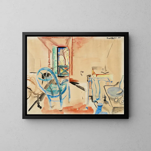 Interior scene - Frances Hodgkins — framed artwork on a wall