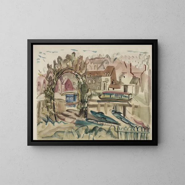 on the Severn River - Frances Hodgkins — framed artwork on a wall