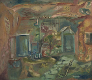 Interior courtyard painting of Purbeck in early afternoon - Frances Hodgkins — artwork view