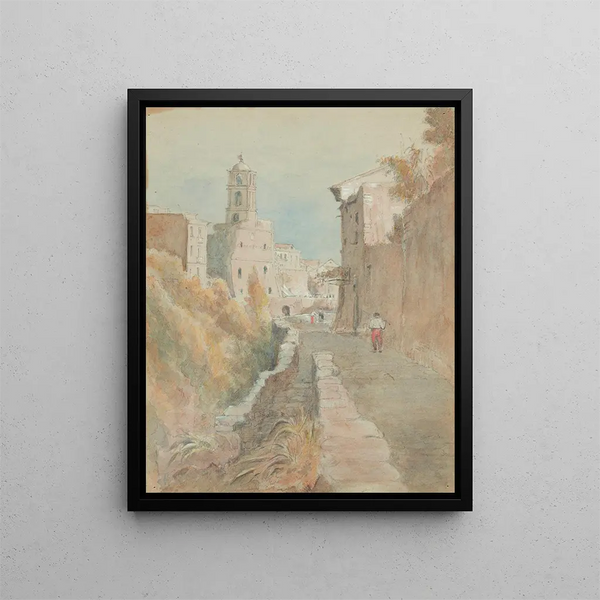 Street scene in Spain - Frances Hodgkins — framed artwork on a wall
