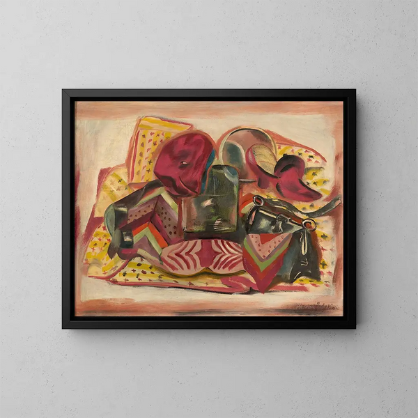 Nature morte avec autoportrait - Frances Hodgkins — framed artwork on a wall