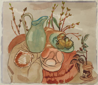 Still life with eggs and willow - Frances Hodgkins — artwork view