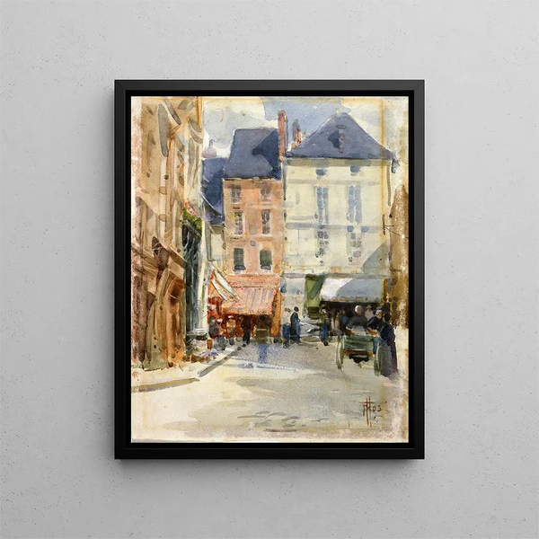 Street scene in Holland - Frances Hodgkins — framed artwork on a wall