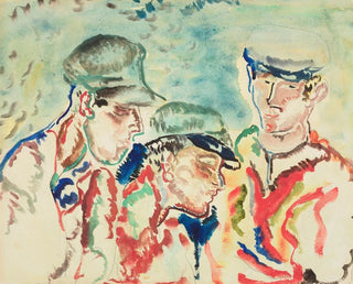 Trois garçons pêcheurs - Frances Hodgkins — artwork view