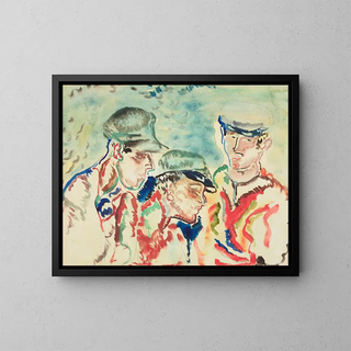 Trois garçons pêcheurs - Frances Hodgkins — framed artwork on a wall