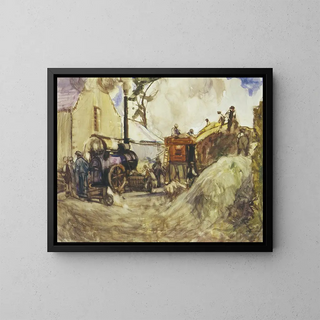 Battage dans les Cotswolds - Frances Hodgkins — framed artwork on a wall
