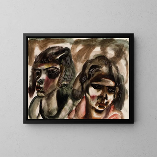 Two Heads - Frances Hodgkins — framed artwork on a wall