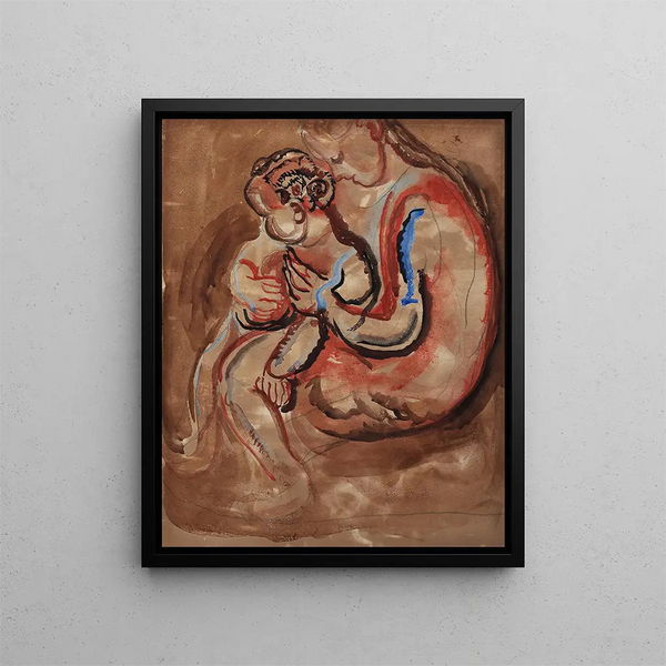 Untitled Mother and Child Painting - Frances Hodgkins — framed artwork on a wall