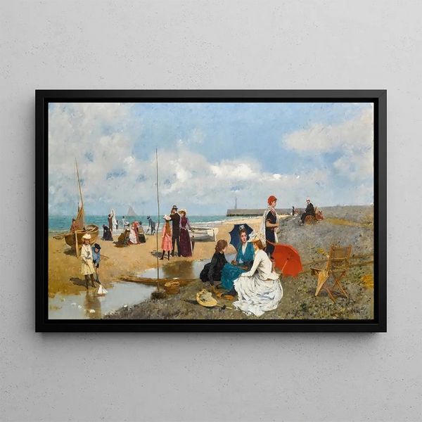 Afternoon at the Beach - Francesc Miralles i Galaup — framed artwork on a wall
