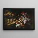 Carnations, roses, jasmine, and other flowers with fruits on gilded plates - Francesca Vol Smiller — framed artwork on a wall