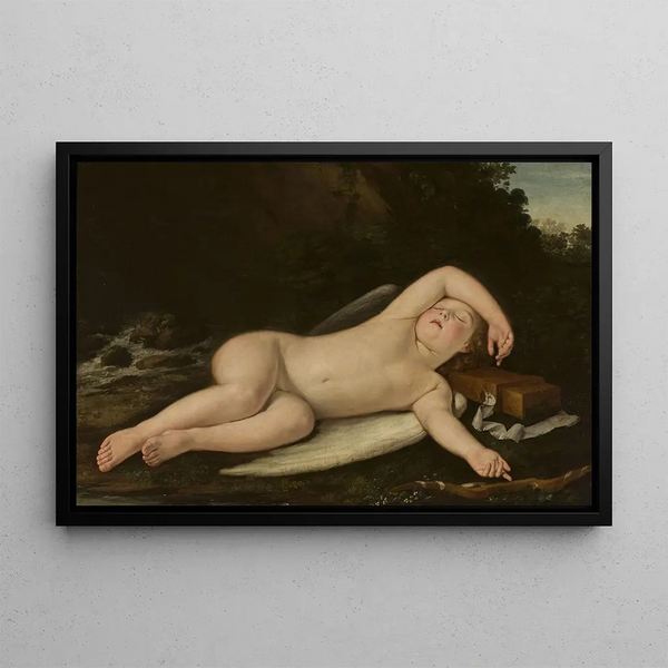 Eros Sleeping - Francesco Albani — framed artwork on a wall