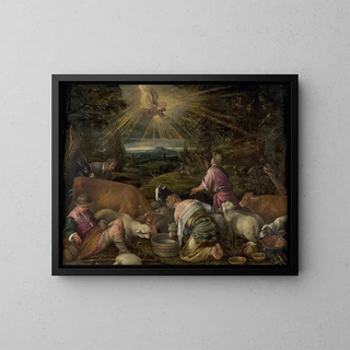 L'Annonciation aux bergers - Francesco Bassano — framed artwork on a wall
