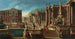 View of a villa with a fountain, gardens, and elegant figures - Francesco Battaglioli — artwork view