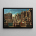 View of a villa with a fountain, gardens, and elegant figures - Francesco Battaglioli — framed artwork on a wall