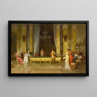 A game of billiards - Francesco Beda — framed artwork on a wall