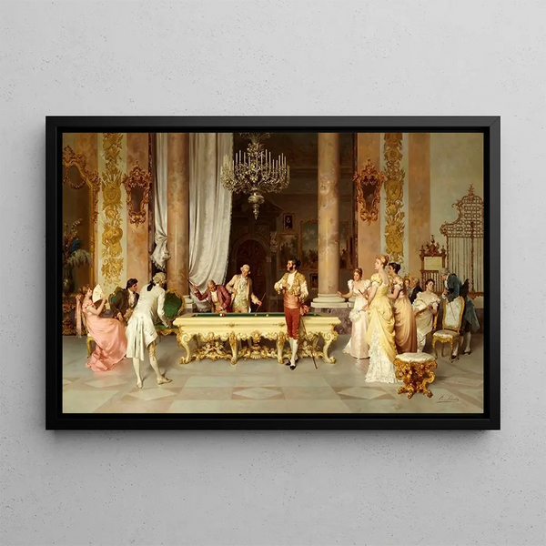 A game of billiards (Conflict of cases) - Francesco Beda — framed artwork on a wall