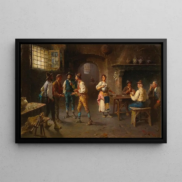 A lively discussion - Francesco Bergamini — framed artwork on a wall
