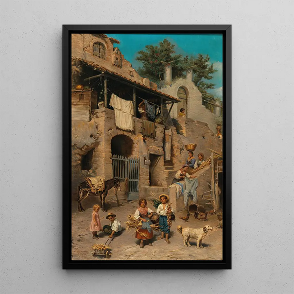 En route pour le marché - Francesco Bergamini — framed artwork on a wall