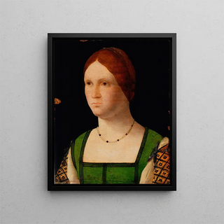 Portrait of a Young Woman - Francesco Bissolo — framed artwork on a wall