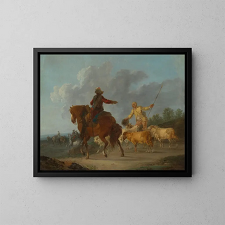 Cavalier and Shepherd - Francesco Casanova — framed artwork on a wall