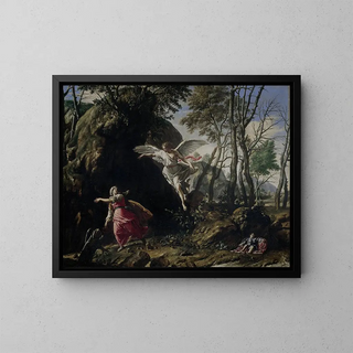 Hagar and Ishmael in the desert - Francesco Cozza — framed artwork on a wall