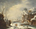 a snowy landscape with travelers near a river - Francesco Foschi — artwork view