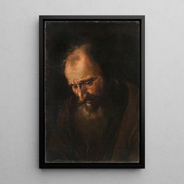 Head of a bearded man - Francesco Fracanzano — framed artwork on a wall