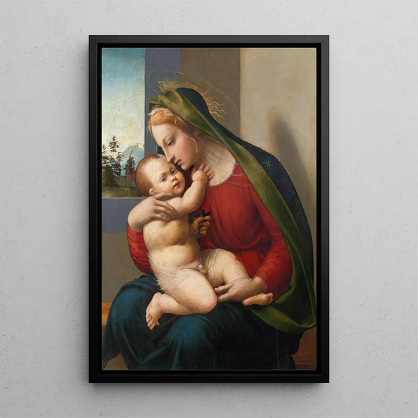 Virgin and Child Painting - Francesco Granacci — framed artwork on a wall