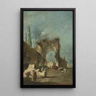 Francesco Guardi - A Capriccio Of Buildings With Figures By A Ruined Arch.webp