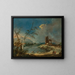 a rustic tower whim at the edge of a lake - Francesco Guardi — framed artwork on a wall