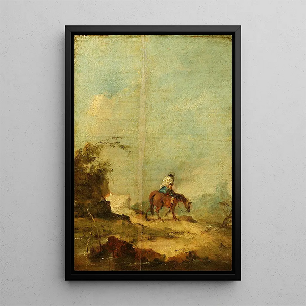 Cavalier dans un paysage - Francesco Guardi — framed artwork on a wall