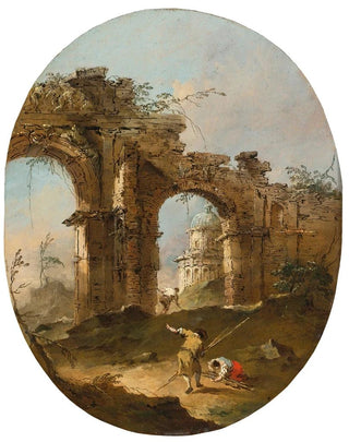 Un caprice architectural avec des figures près d'une arche en ruine - Francesco Guardi — artwork view