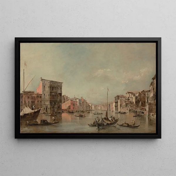 The Grand Canal in Venice with the Palazzo Bembo - Francesco Guardi — framed artwork on a wall