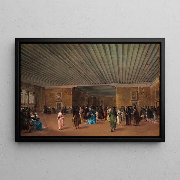 Le Ridotto Pubblico au Palazzo Dandolo - Francesco Guardi — framed artwork on a wall