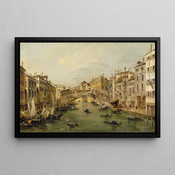 Venice, the Rialto - Francesco Guardi — framed artwork on a wall
