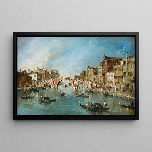 View of the Cannaregio Canal, Venice - Francesco Guardi — framed artwork on a wall