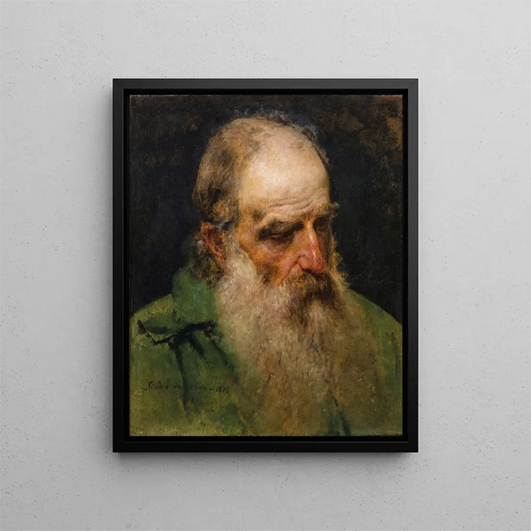 Head of a man looking down - Francesco Hayez — framed artwork on a wall