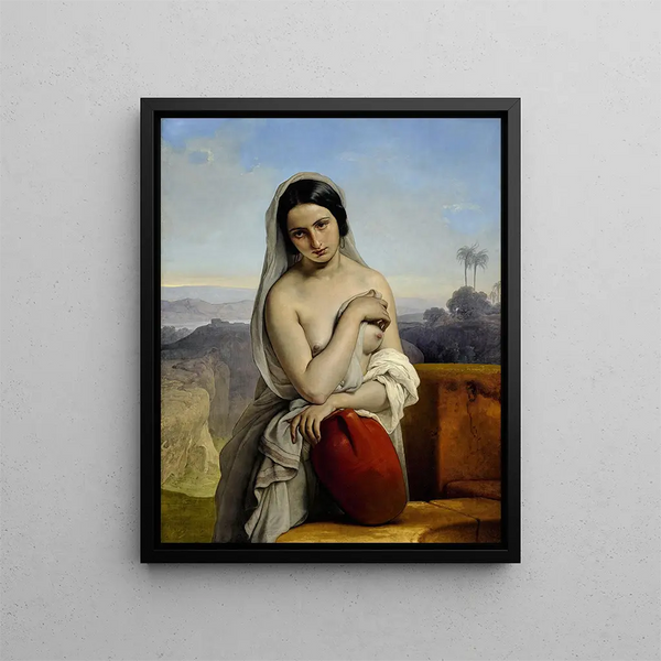 Rebecca at the Well - Francesco Hayez — framed artwork on a wall
