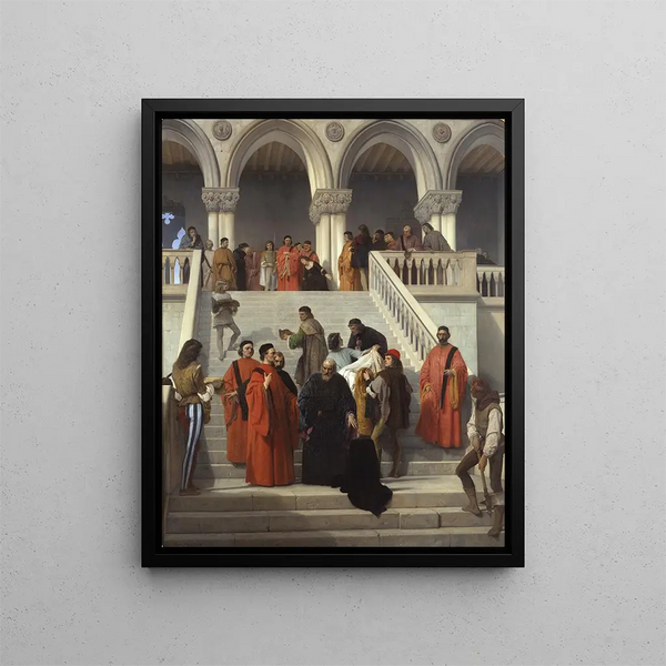 The Last Moments of Doge Marino Faliero - Francesco Hayez — framed artwork on a wall