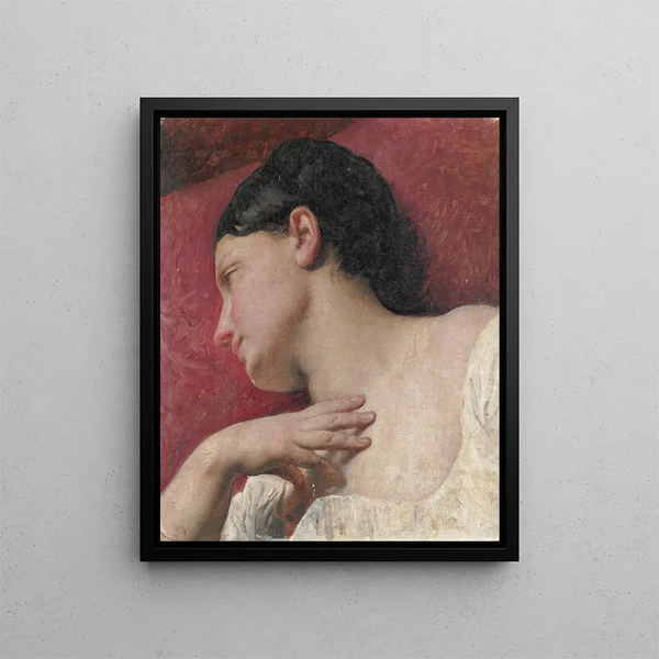 Head of Woman - Francesco Hayez — framed artwork on a wall