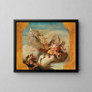 Junon delivering Time and Chastity with Marital Fidelity and Good Advice - Francesco Lorenzi — framed artwork on a wall