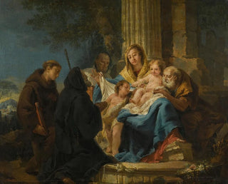 La Sainte Famille avec saint François de Paule et un saint franciscain - Francesco Lorenzi — artwork view