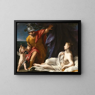 Venus and Mars with Cupid - Francesco Mancini — framed artwork on a wall