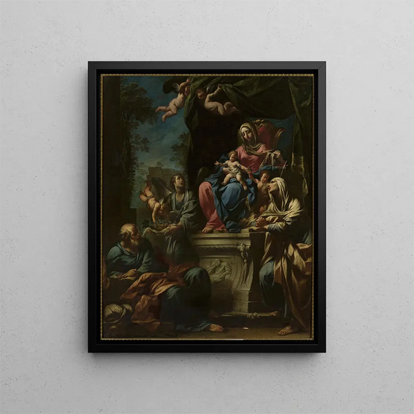 Adoration of the Madonna - Francesco Monti — framed artwork on a wall