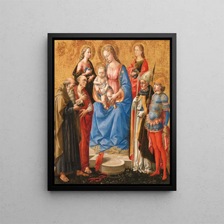 La Vierge à l'Enfant avec six saints - Francesco Pesellino — framed artwork on a wall